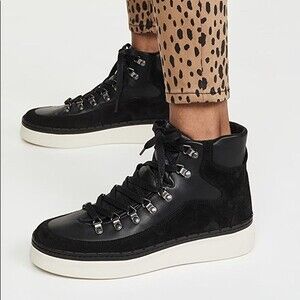 Vince NEW Black Soren High Top Sneakers 5.5 Leather Suede